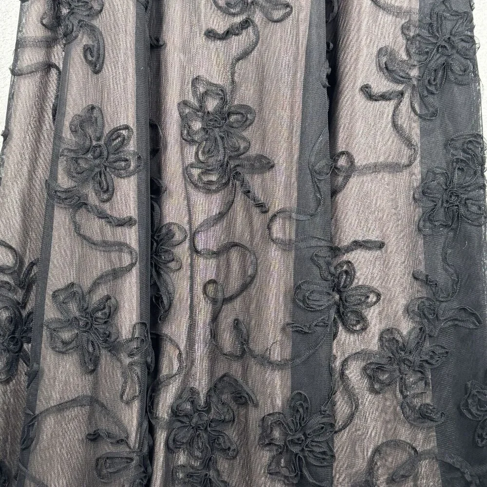 Jessica‎ Howard Dress Womens 12 Black Illusion Lace Dark Fairy Balletcore Retro
